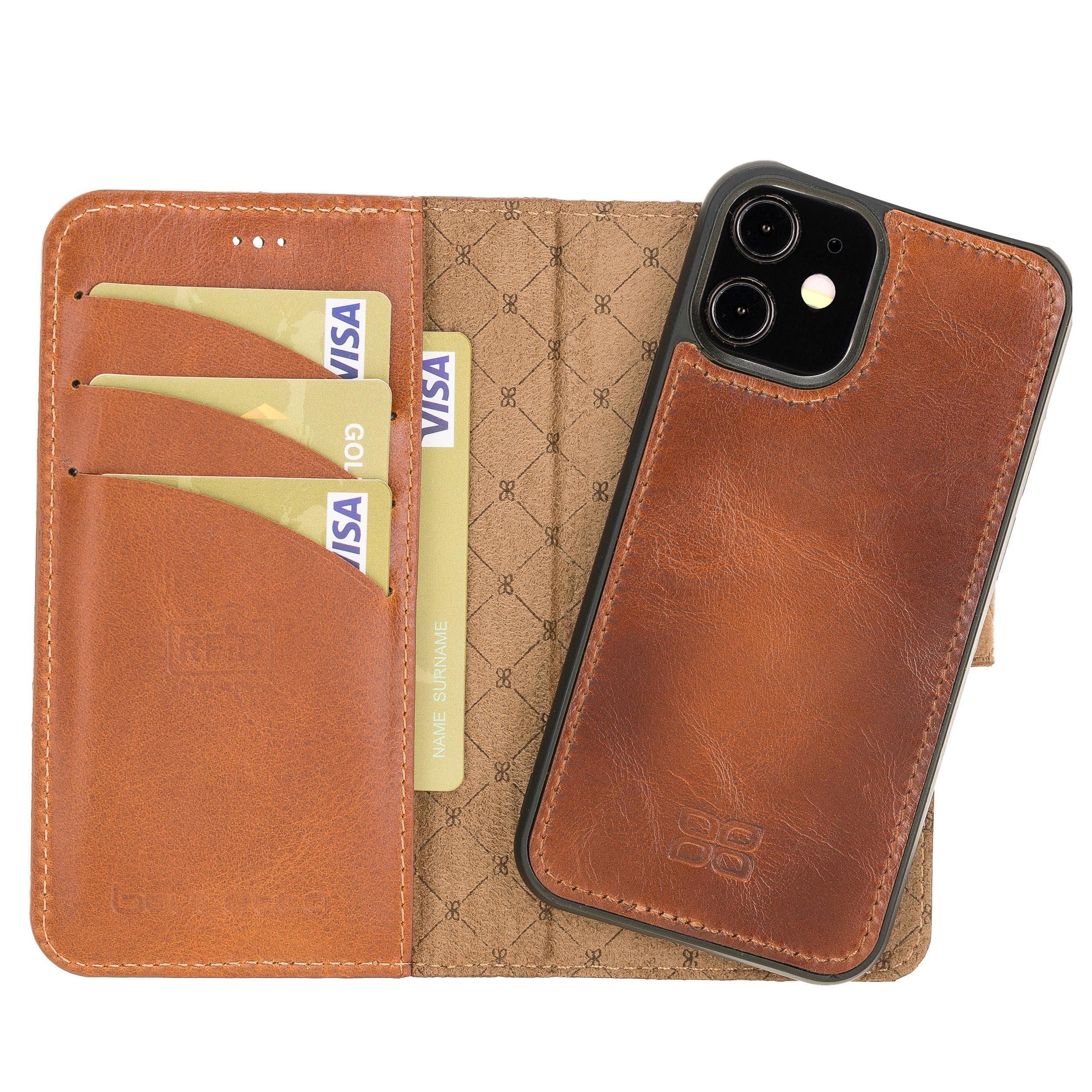 Detachable Leather Wallet Cases for Apple iPhone 12 Series iPhone 12 Mini / Tan Bouletta LTD