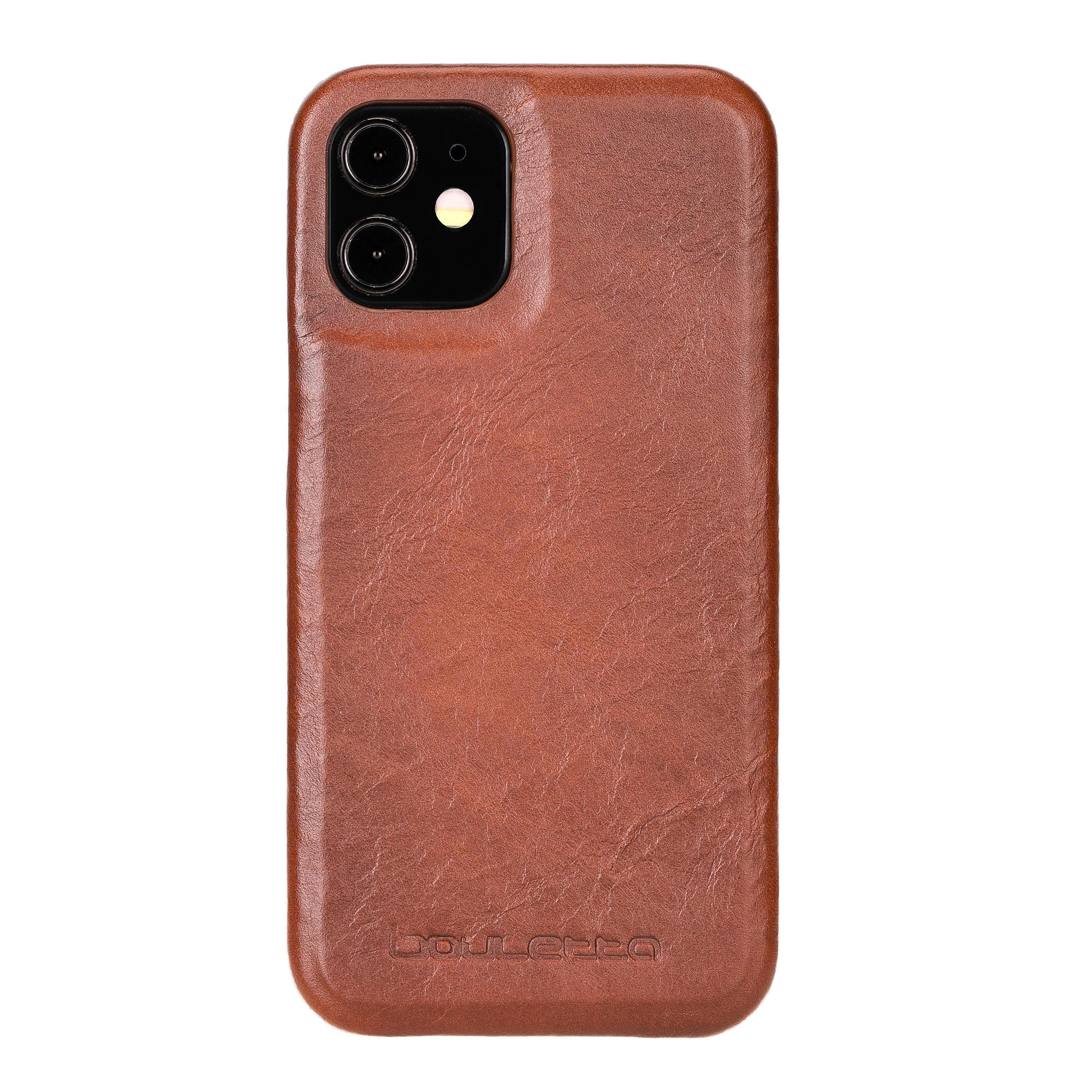 Fully Leather Back Cover for Apple iPhone 12 Series iPhone 12 / Tan Bouletta LTD