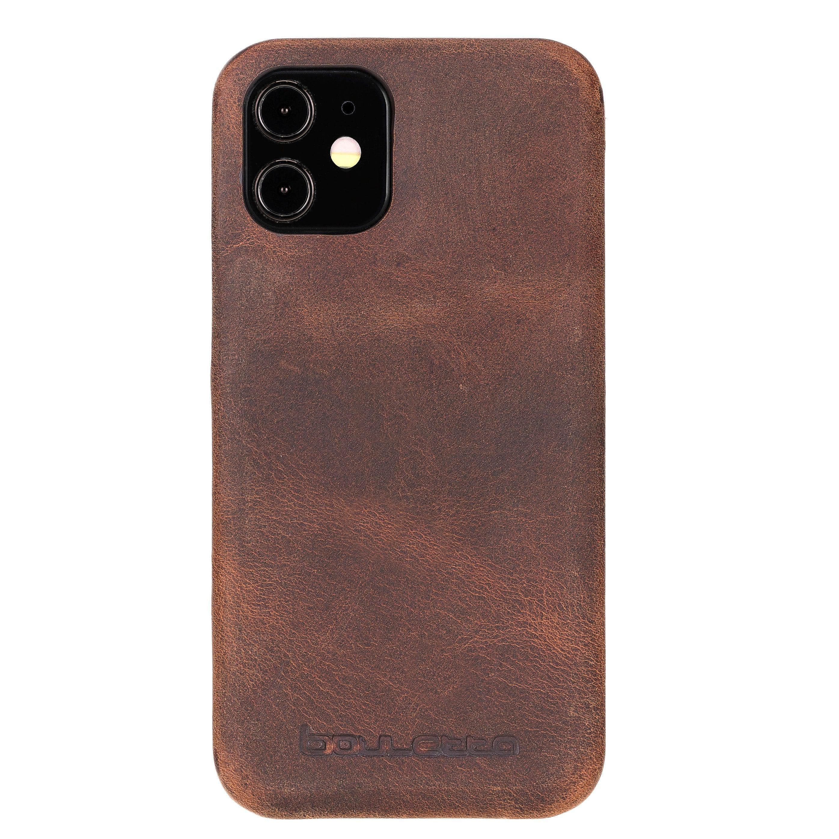 Fully Leather Back Cover for Apple iPhone 12 Series iPhone 12 / Antic Brown Bouletta LTD