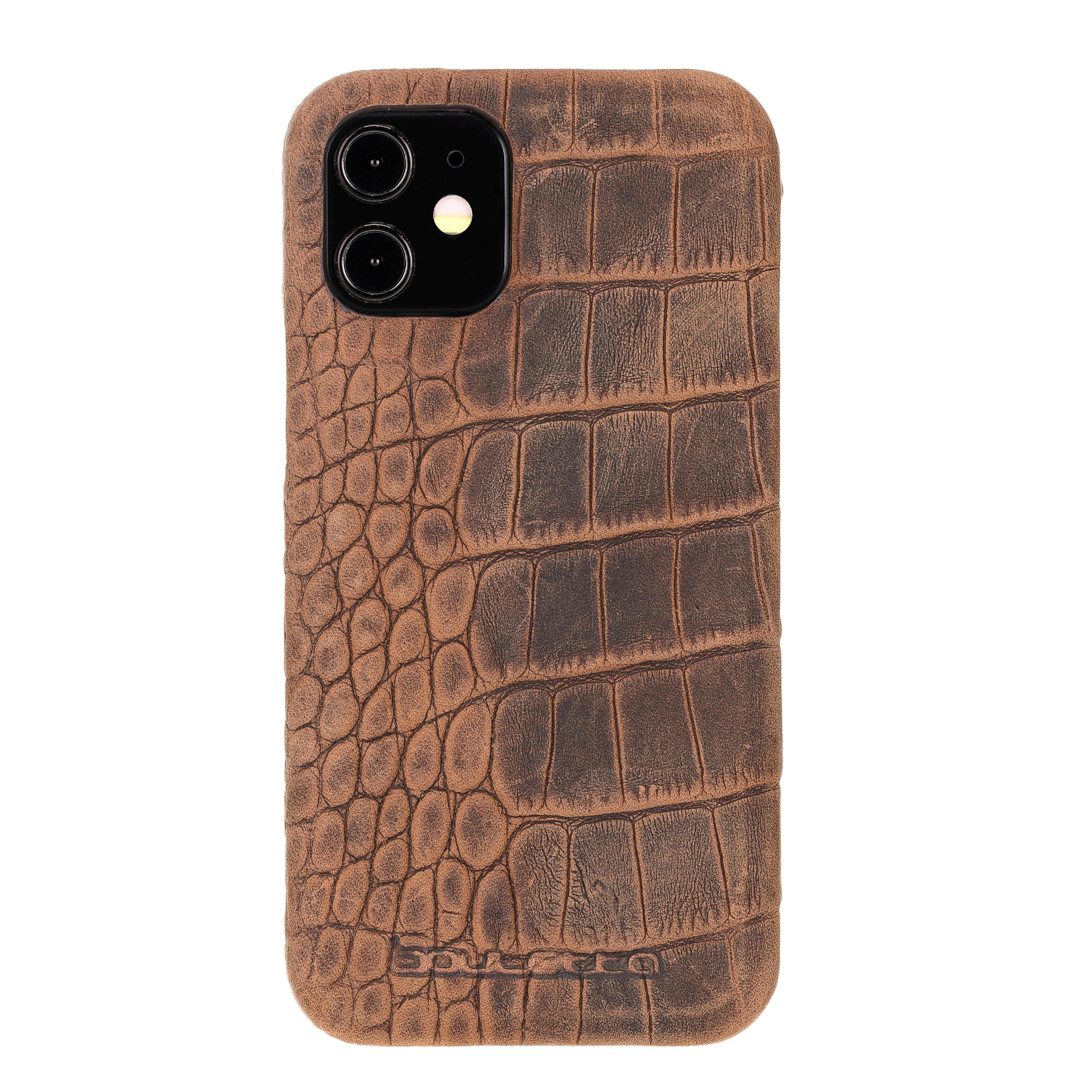 Fully Leather Back Cover for Apple iPhone 12 Series iPhone 12 / Dragon Brown Bouletta LTD