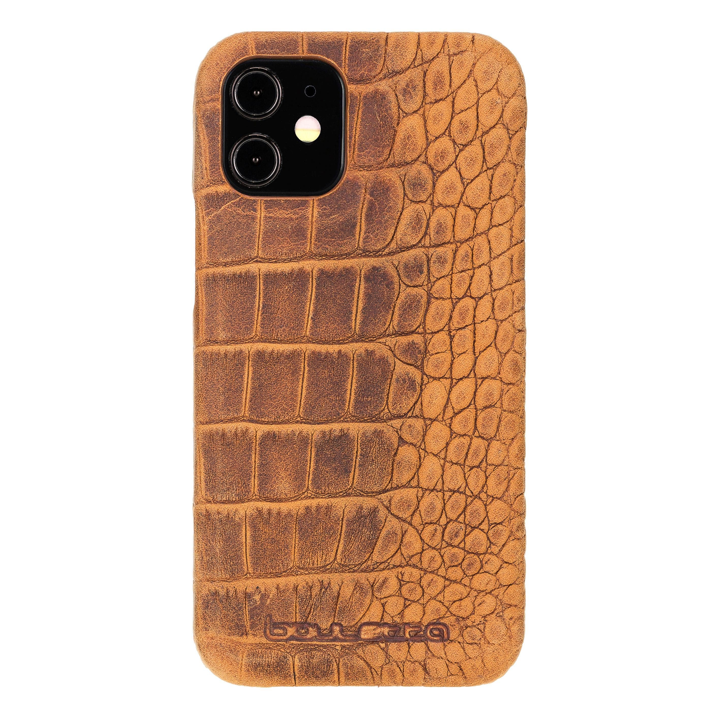 Fully Leather Back Cover for Apple iPhone 12 Series iPhone 12 / Dragon Tan Bouletta LTD