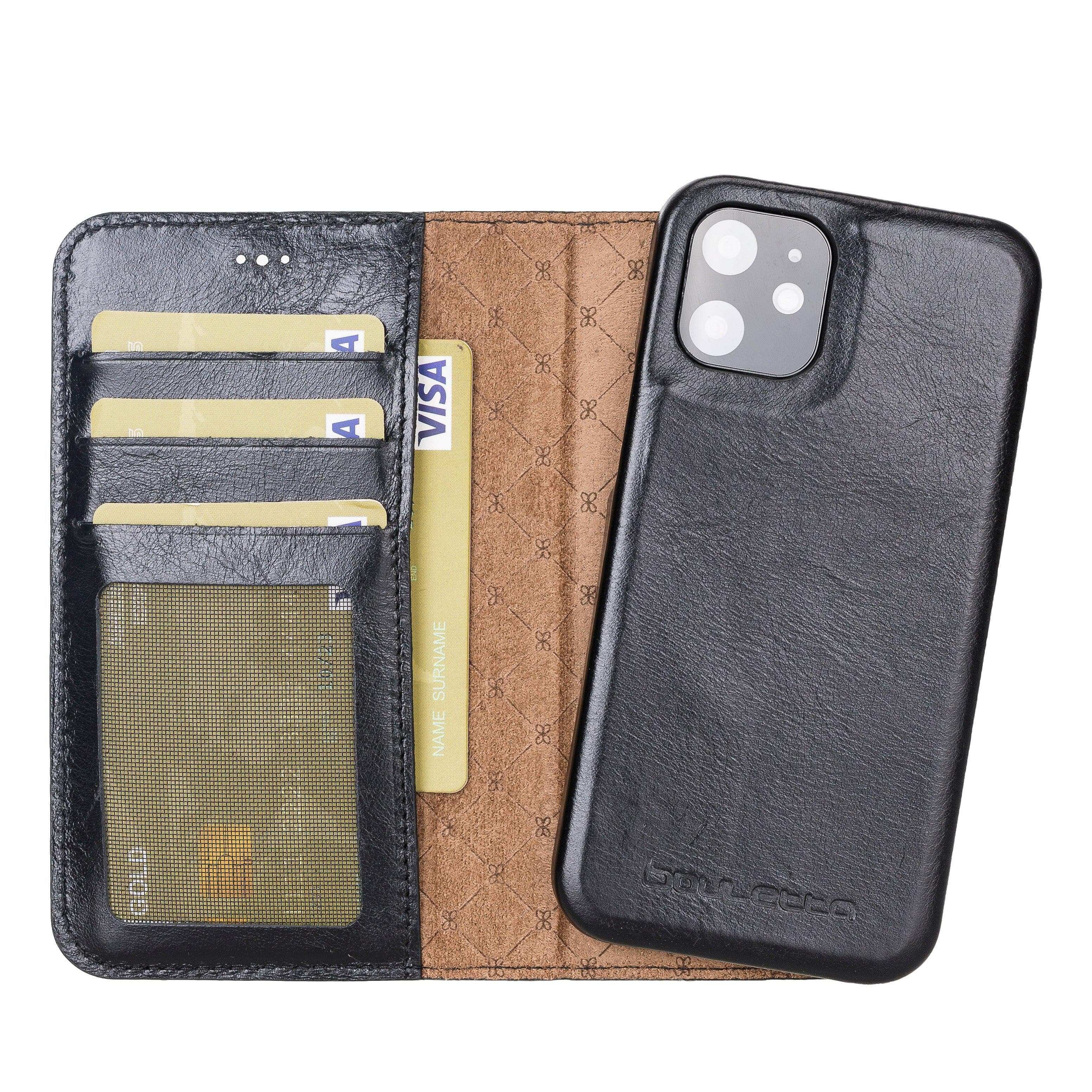 F360 Magnetic Detachable Leather Wallet Cases for Apple iPhone 12 Series iPhone 12 / Black Bouletta LTD