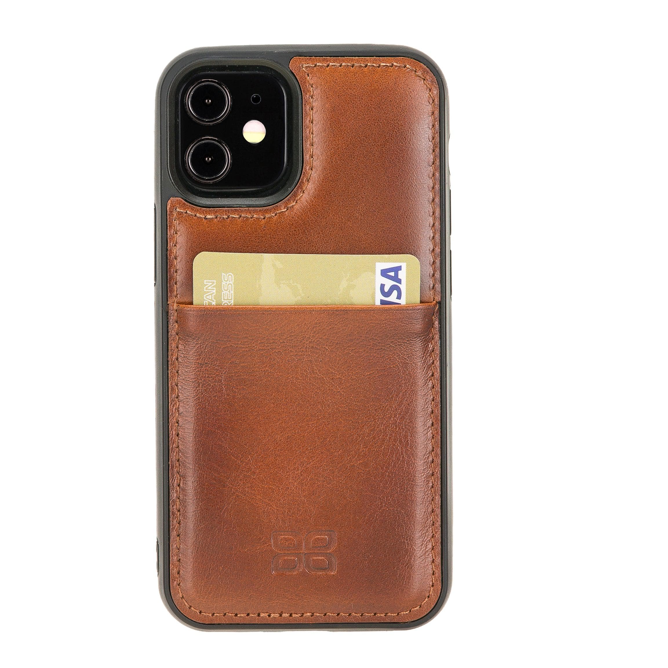 Flexible Leather Back Cover with Card Holder for iPhone 12 Series iPhone 12 Mini / Tan Bouletta LTD