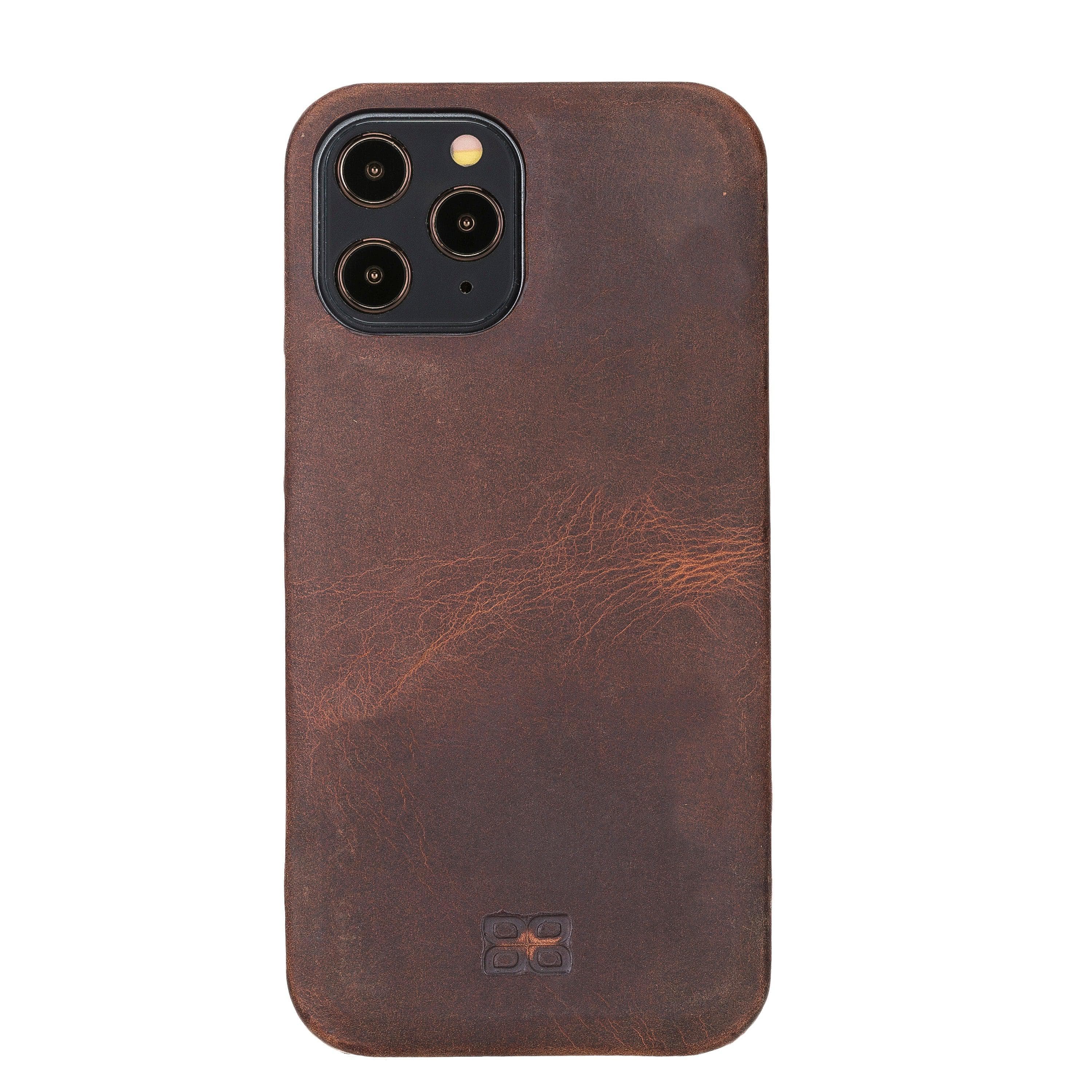 Fully Leather Back Cover for Apple iPhone 12 Series iPhone 12 Pro Max / Antic Brown Bouletta LTD