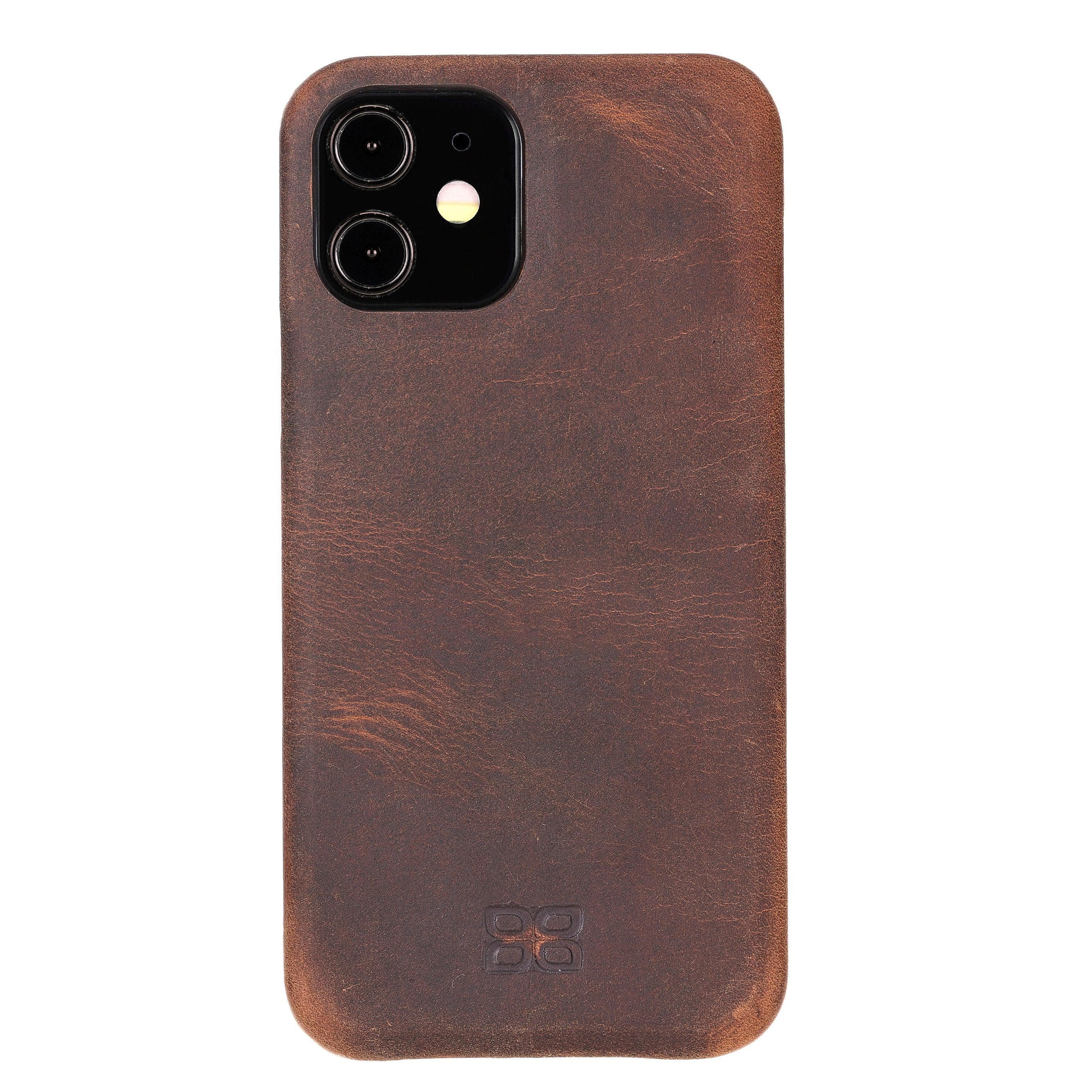 Fully Leather Back Cover for Apple iPhone 12 Series iPhone 12 Pro / Antic Brown Bouletta LTD