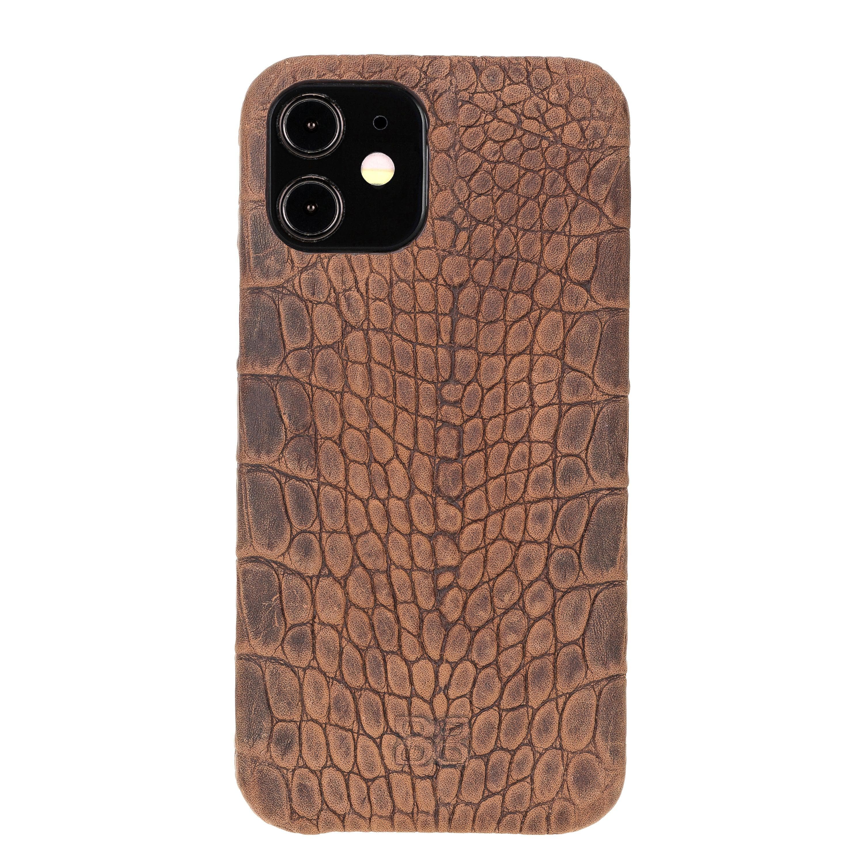 Fully Leather Back Cover for Apple iPhone 12 Series iPhone 12 Pro / Dragon Brown Bouletta LTD