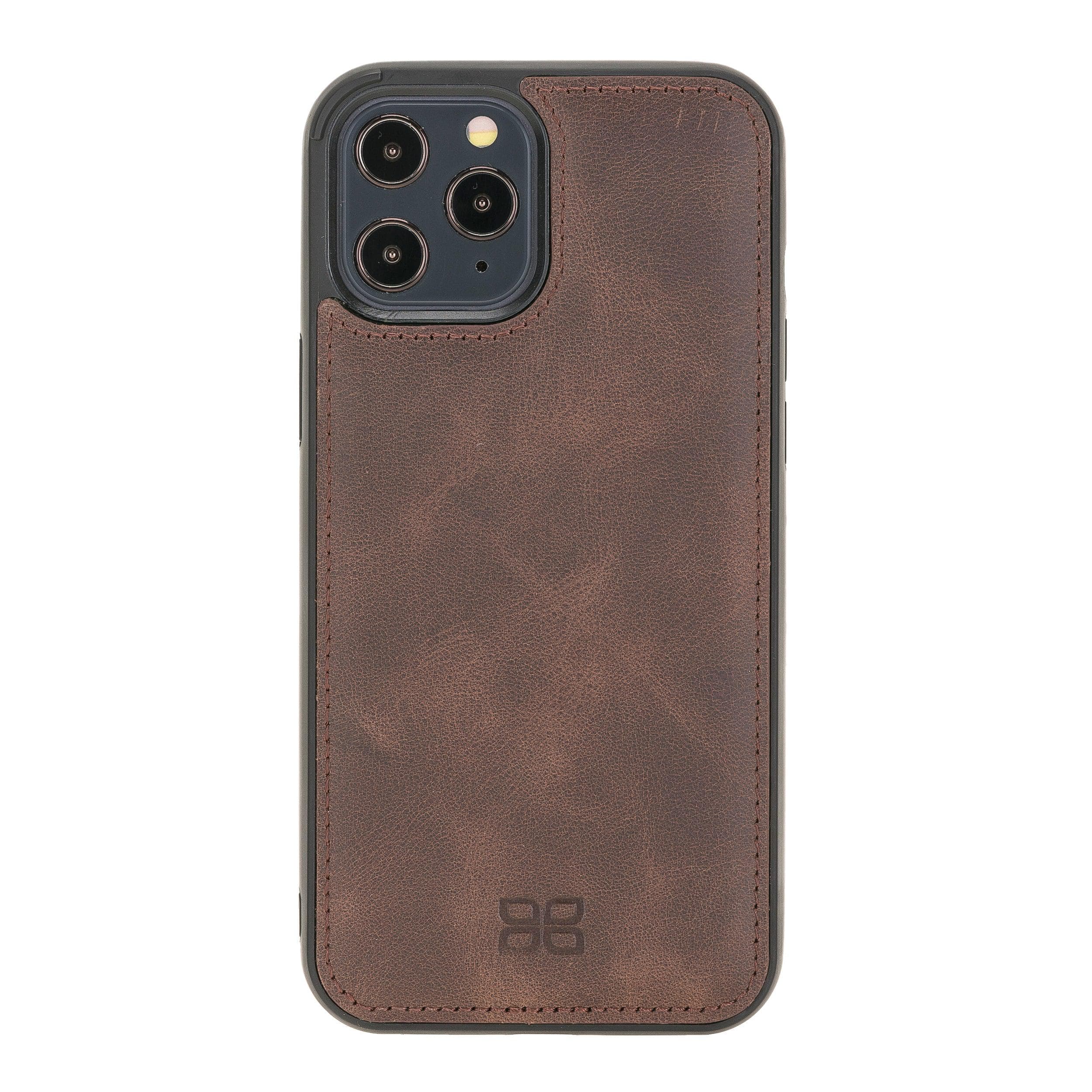 Flexible Leather Back Cover for Apple iPhone 12 Series iPhone 12 Pro / Dark Brown Bouletta LTD