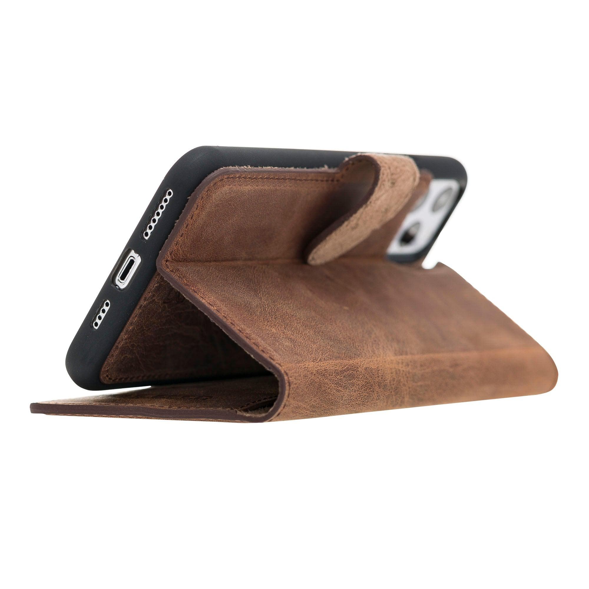 Magic iPhone 11 Series Detachable Genuine Leather Wallet Case - MW