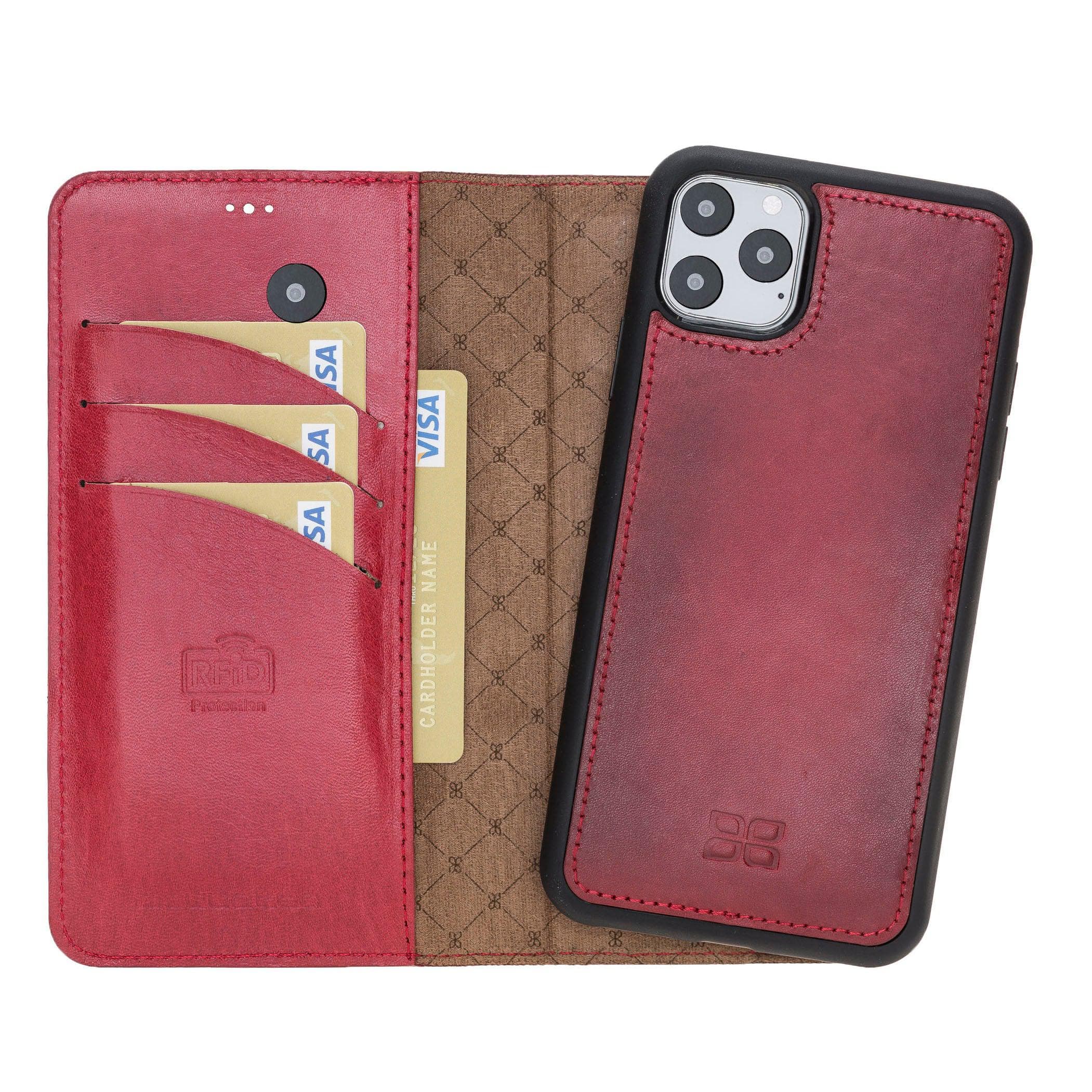 Magic iPhone 11 Series Detachable Genuine Leather Wallet Case - MW