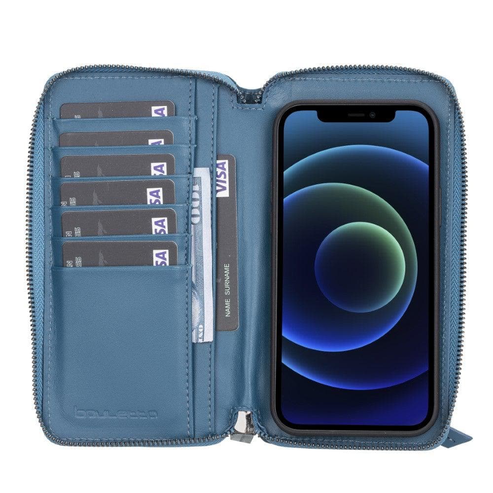 Detachable Leather Zipper Wallet Cases for Apple iPhone 12 Series iPhone 12 Pro - iPhone 12 / Blue Bouletta LTD
