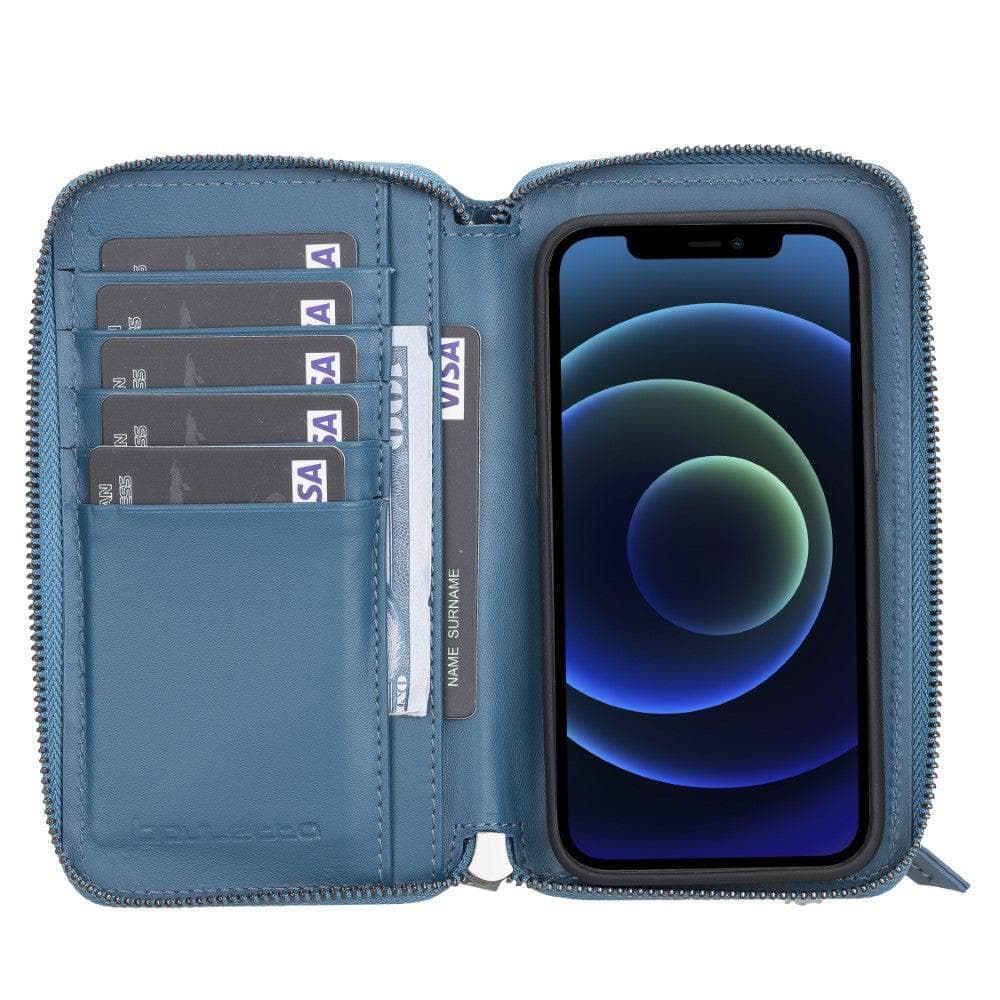 Detachable Leather Zipper Wallet Cases for Apple iPhone 12 Series iPhone 12 Mini / Blue Bouletta LTD