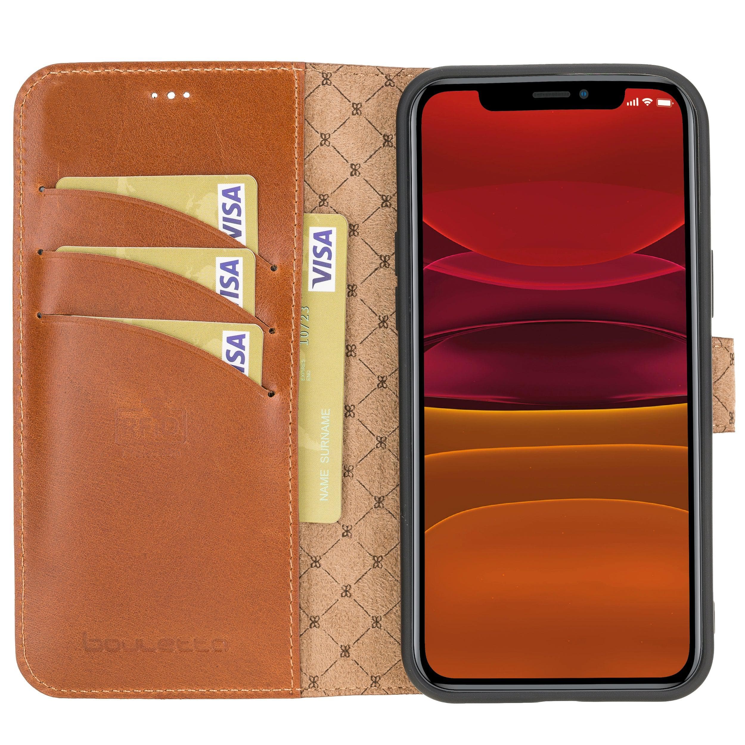 Non Detachable Leather Wallet Cases for Apple iPhone 12 Series iPhone 12 Pro Max / Tan Bouletta LTD