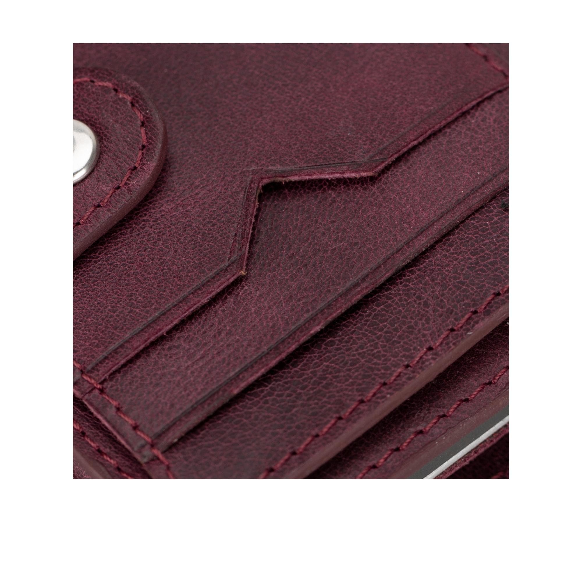 Rodos Zip Mechanical Leather Card Holder Antic Red Bouletta