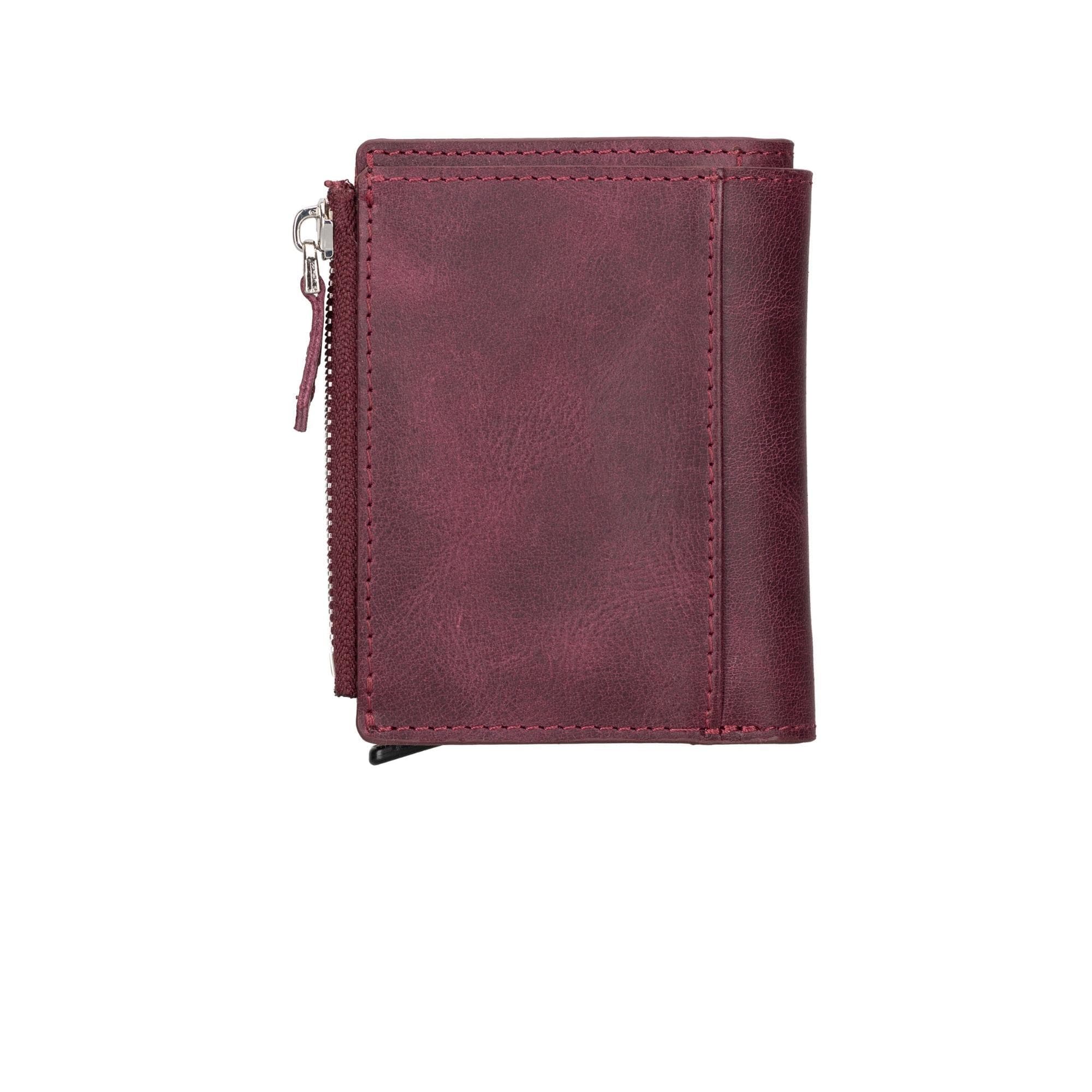 Rodos Zip Mechanical Leather Card Holder Antic Red Bouletta B2B