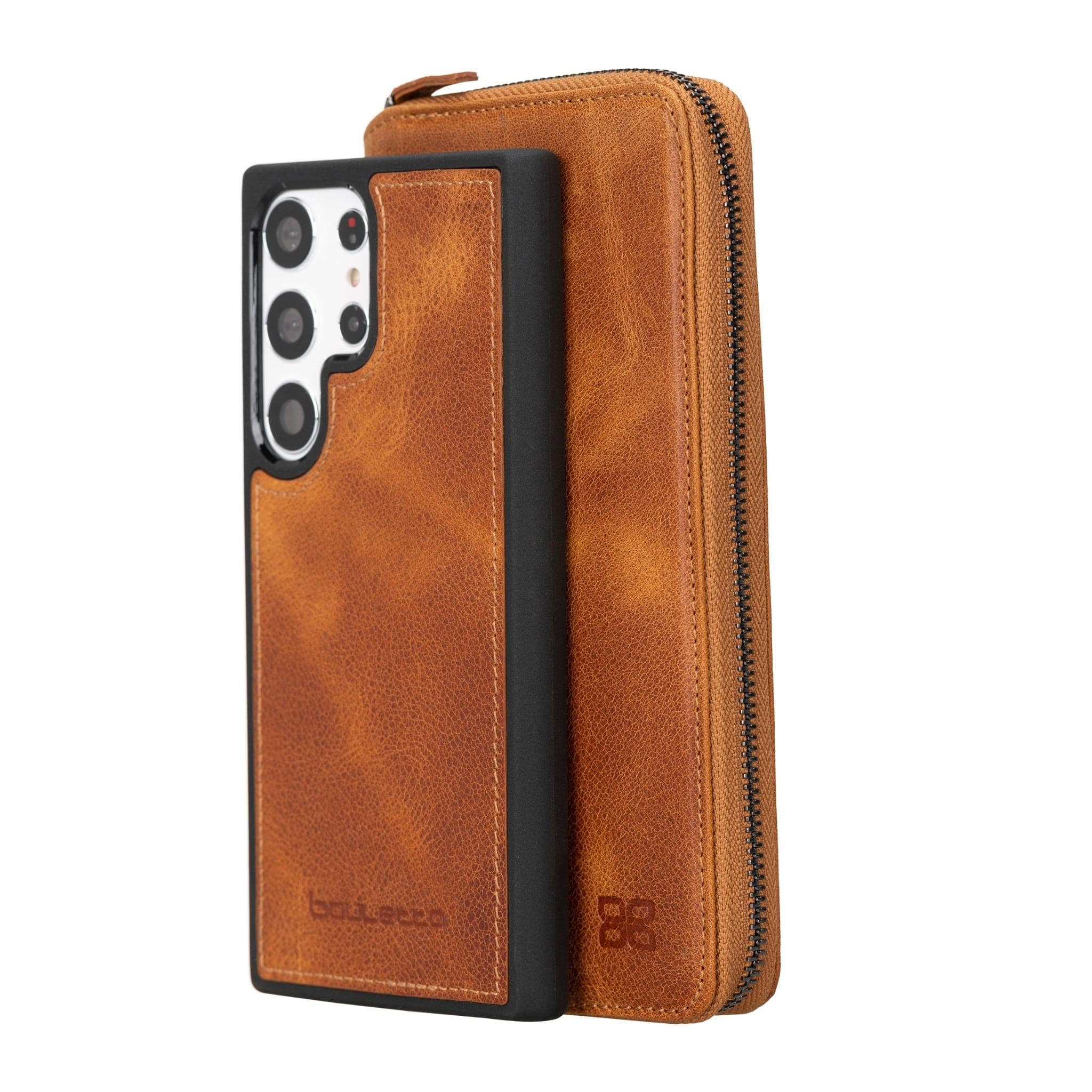 Samsung Galaxy S23 Series Zippered Leather Wallet Cases - PMW Galaxy S23 Ultra / Tan Bouletta LTD