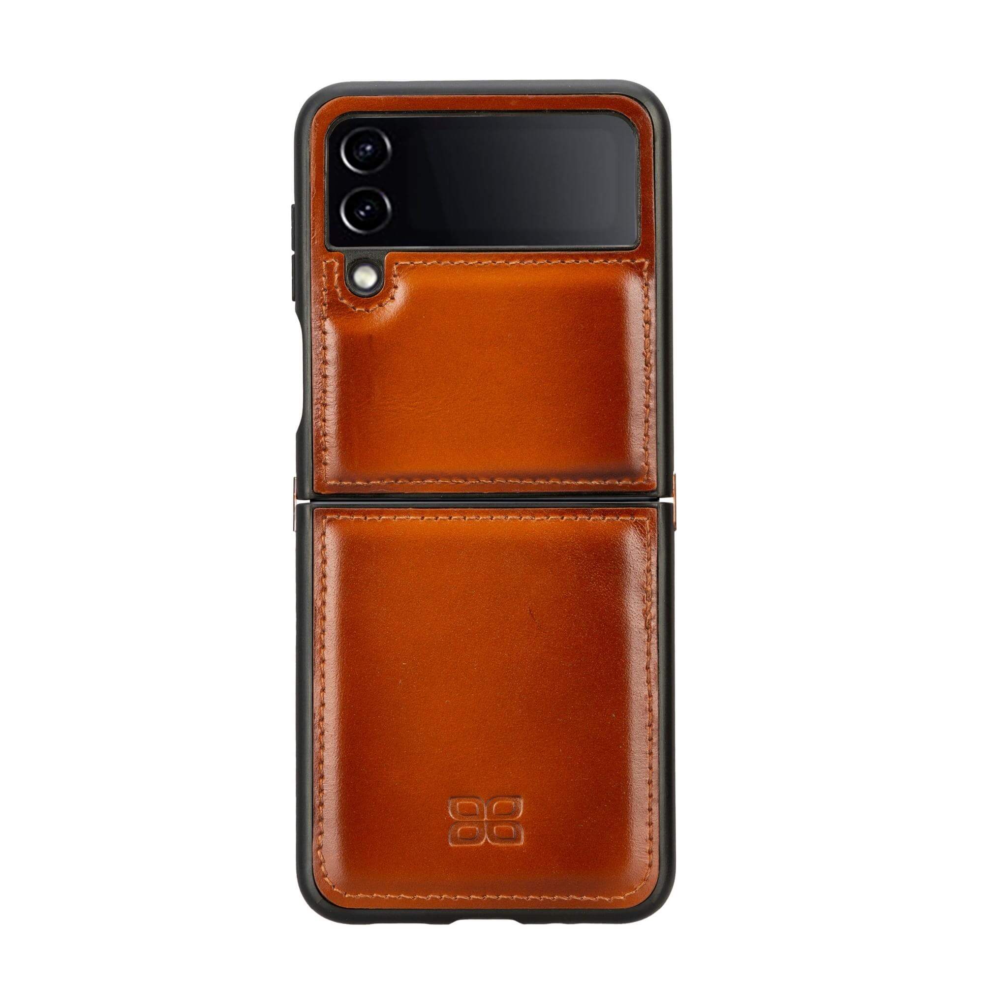 Samsung Galaxy Z Flip 4 Leather Back Cover Case - FXC Tan / Samsung Galaxy Z Flip 4 Bouletta