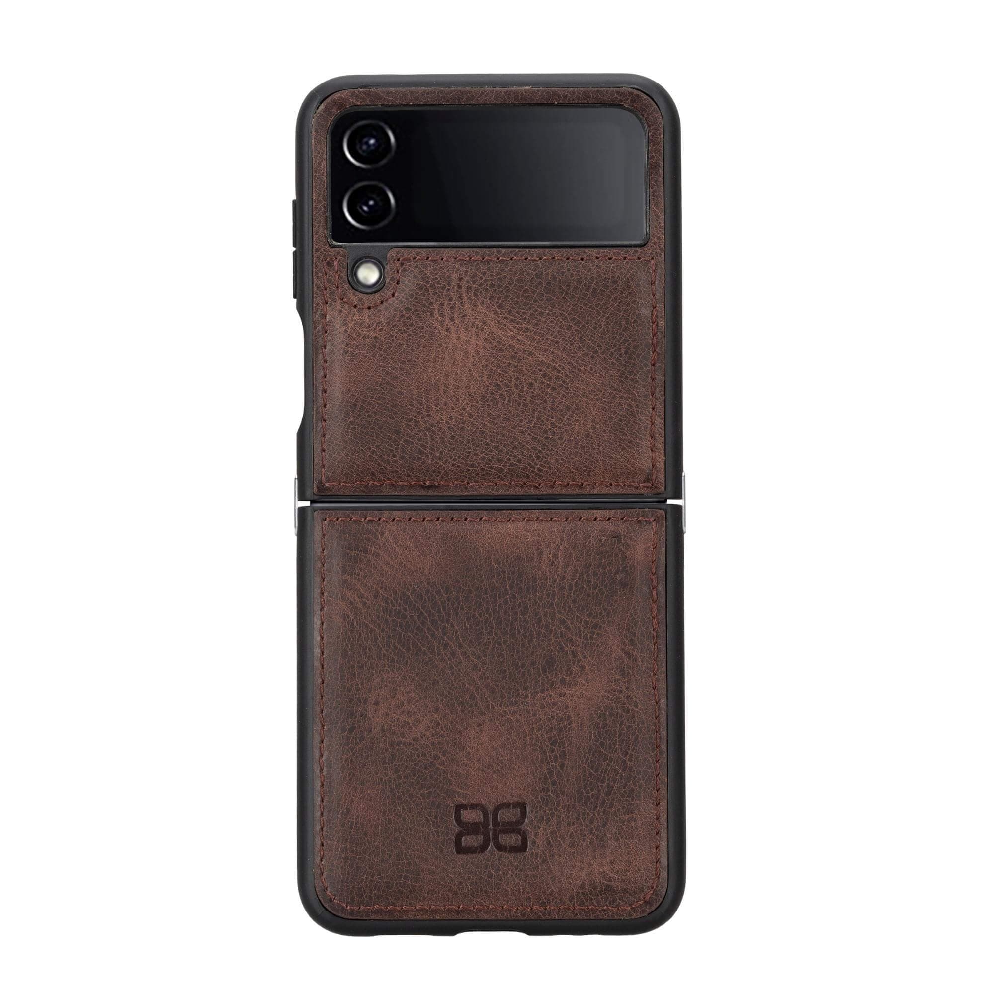 Samsung Galaxy Z Flip 4 Leather Back Cover Case - FXC Brown / Samsung Galaxy Z Flip 4 Bouletta