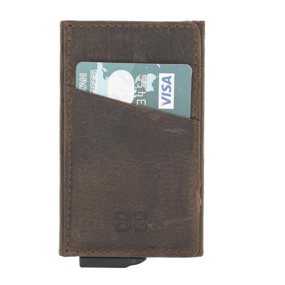 Torres Leather Mechanical Card Holder Antic Brown Bouletta