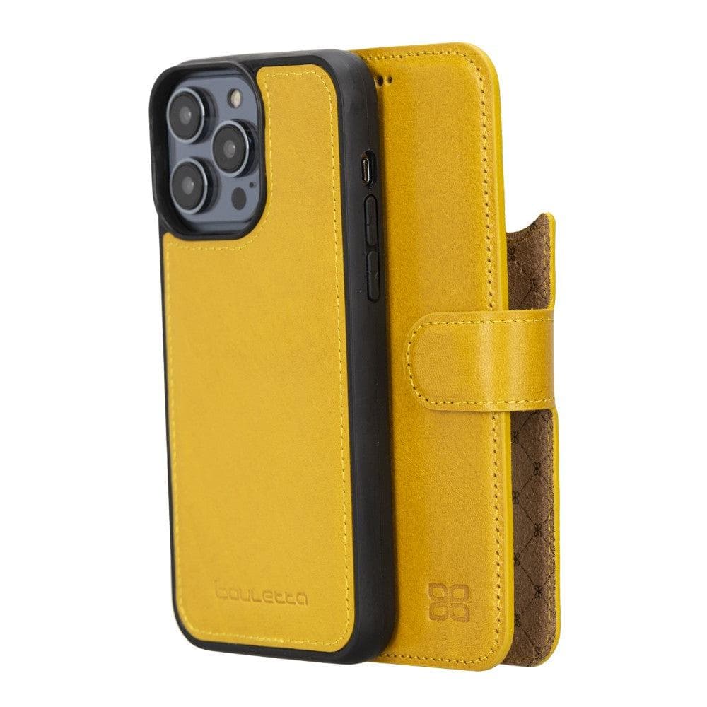 Apple iPhone 14 Series Detachable Leather Wallet Case Colorful - MW iPhone 14 Pro Max / Yellow / Leather Bouletta LTD