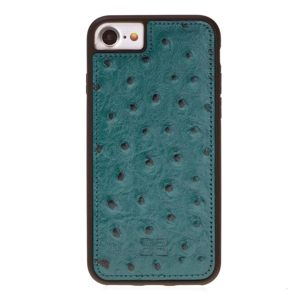 Flexible Genuine Leather Back Cover for Apple iPhone 7 Series iPhone 7 / Ostrich Cyan Bouletta