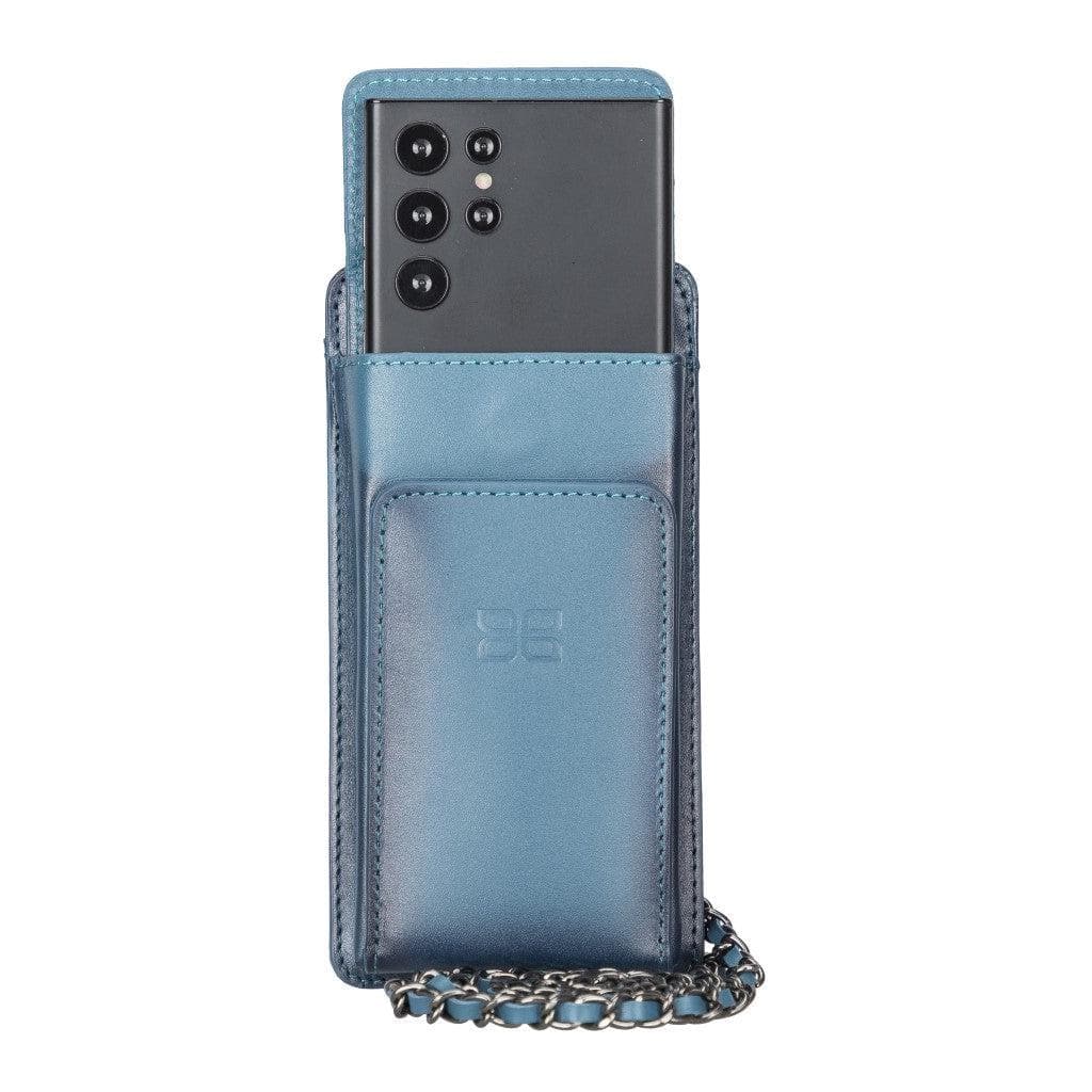 Avjin Shoulder Strap Genuine Leather Bag - Compatible with Phones up to 6.9" Blue Bouletta LTD