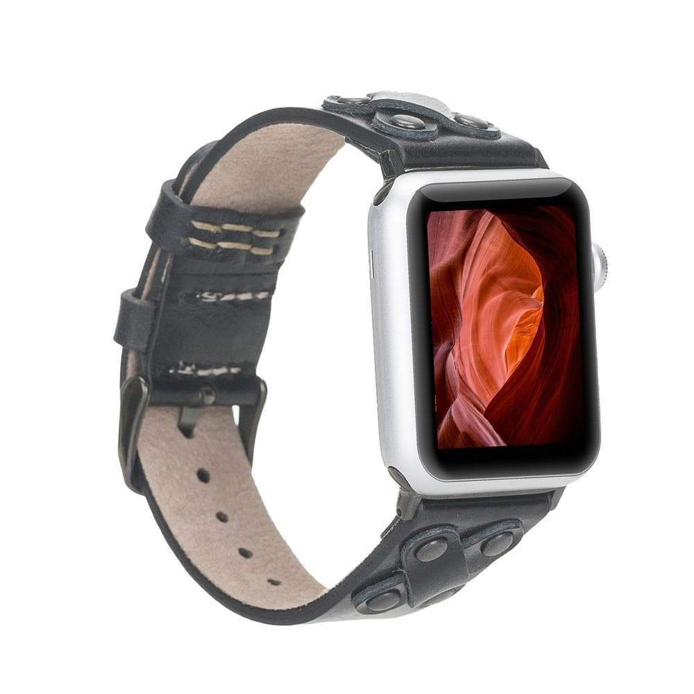 B2B - Leather Apple Watch Bands / Cross Style with Black Trok RST1 Bouletta B2B
