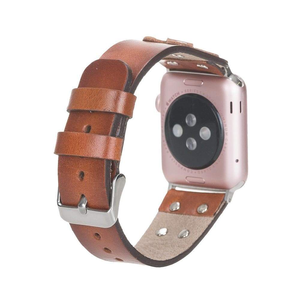 B2B - Leather Apple Watch Bands / Cross Style with Silver Trok Bouletta Shop