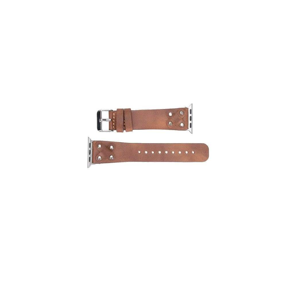 B2B - Leather Apple Watch Bands / Cross Style with Silver Trok Bouletta Shop