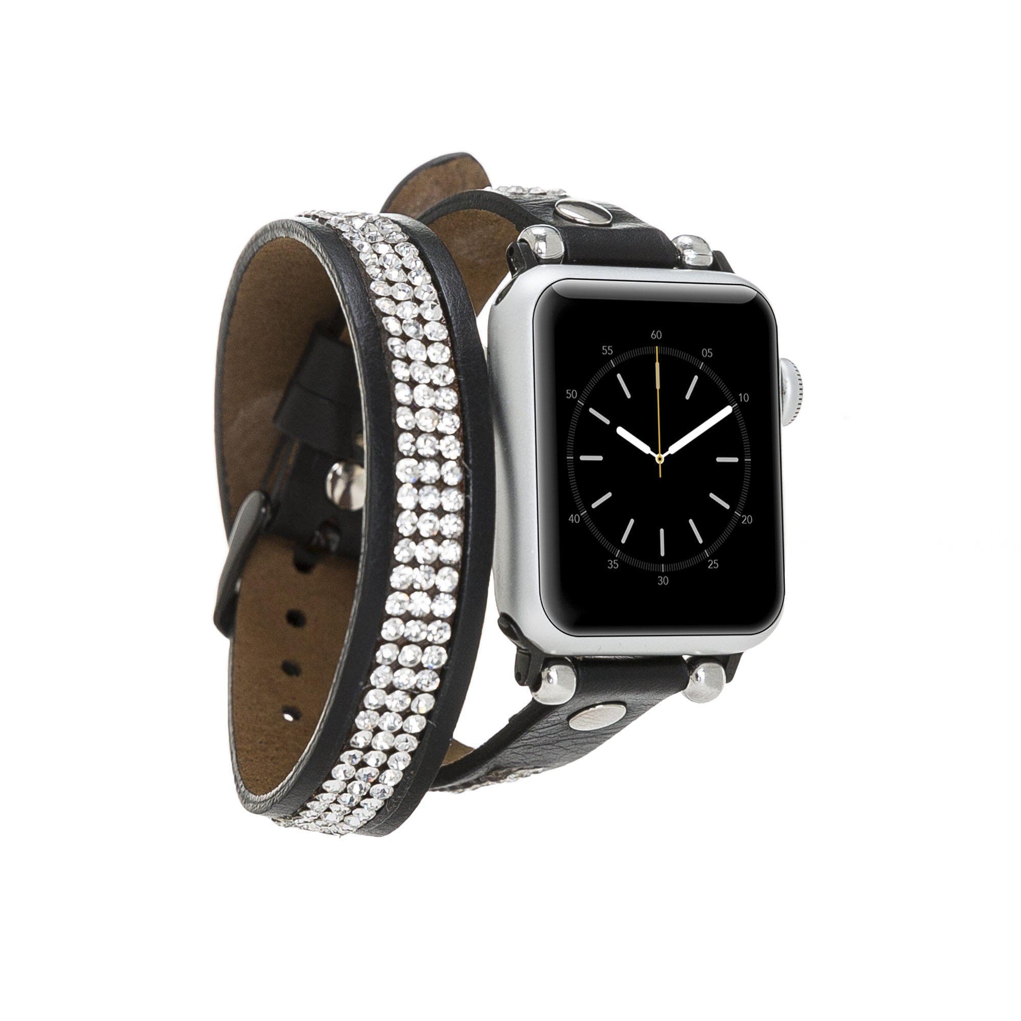 B2B - Leather Apple Watch Bands - Crystal Ferro Double Tour Style RST1 Bouletta B2B