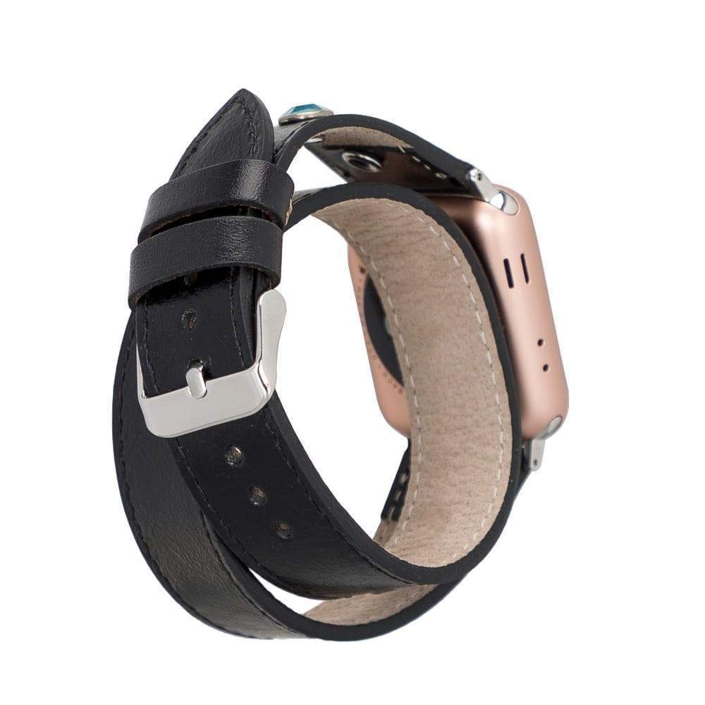 B2B - Leather Apple Watch Bands - DT Double Tour Solitare Diamond Style RST1 Bouletta B2B