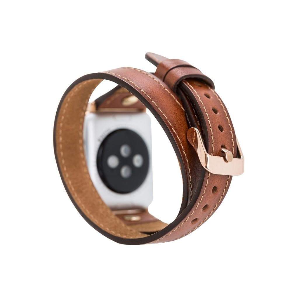 B2B - Leather Apple Watch Bands - DTS Double Tour Slim Hector Gold Trok Style Bouletta B2B
