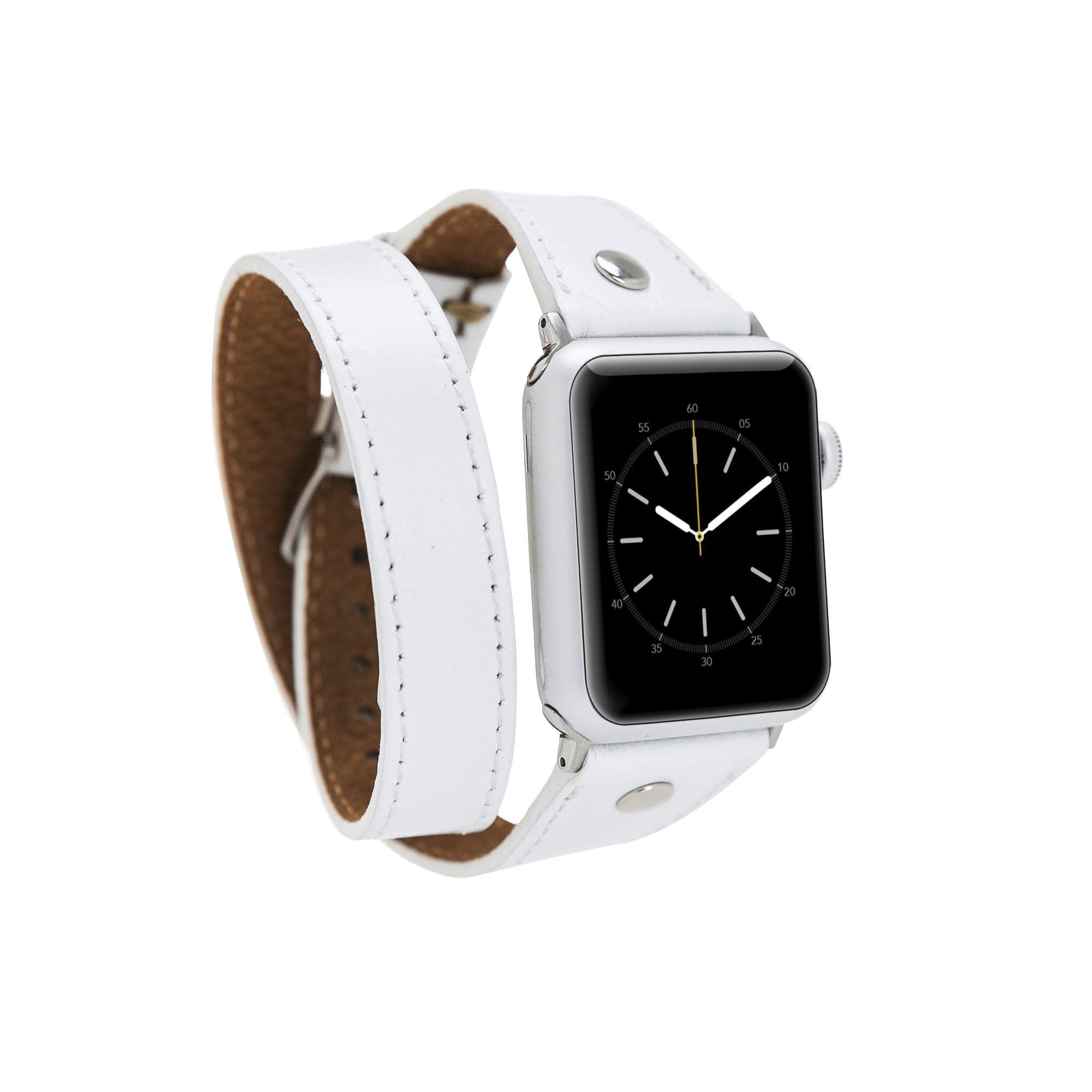 B2B - Leather Apple Watch Bands - DTS Double Tour Slim Hector Silver Trok Style F3 Bouletta B2B