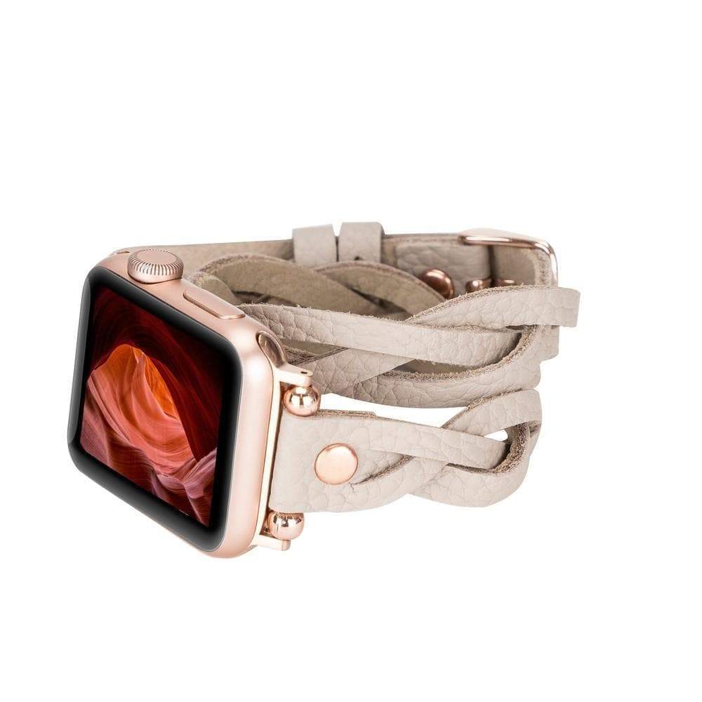 B2B - Leather Apple Watch Bands - Ferro Braided DT Peggy Rose Gold Trok Style ERC3 Bouletta B2B