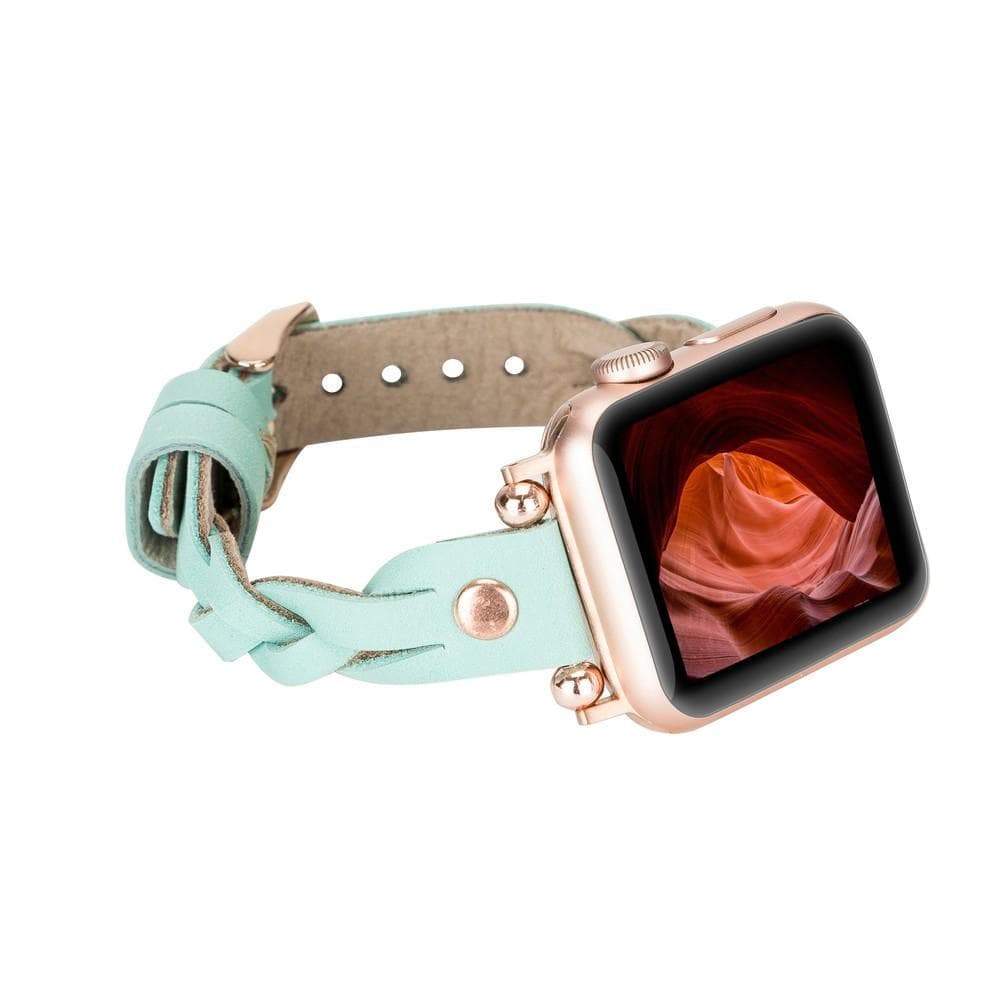 B2B - Leather Apple Watch Bands - Ferro Braided Wanda Rose Gold Trok Style BRN7 Bouletta B2B