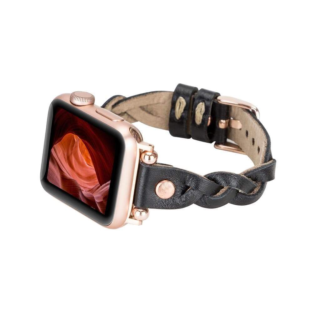 B2B - Leather Apple Watch Bands - Ferro Braided Wanda Rose Gold Trok Style Bouletta Shop