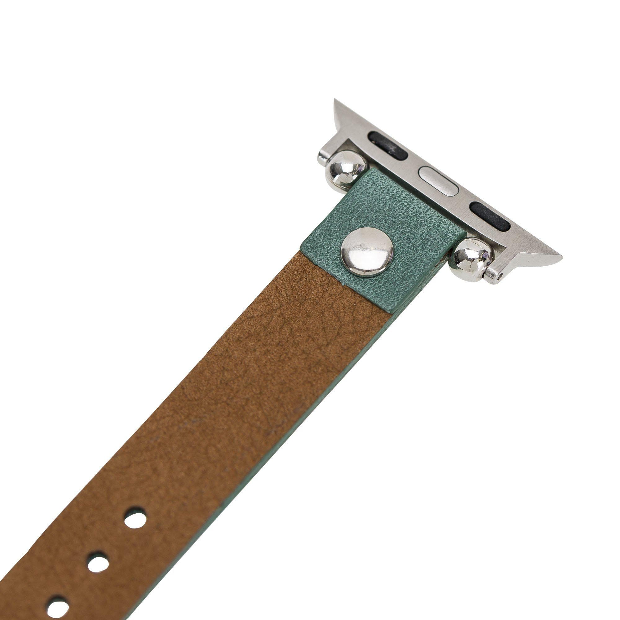 B2B - Leather Apple Watch Bands - Ferro Silver Trok Style Bouletta B2B