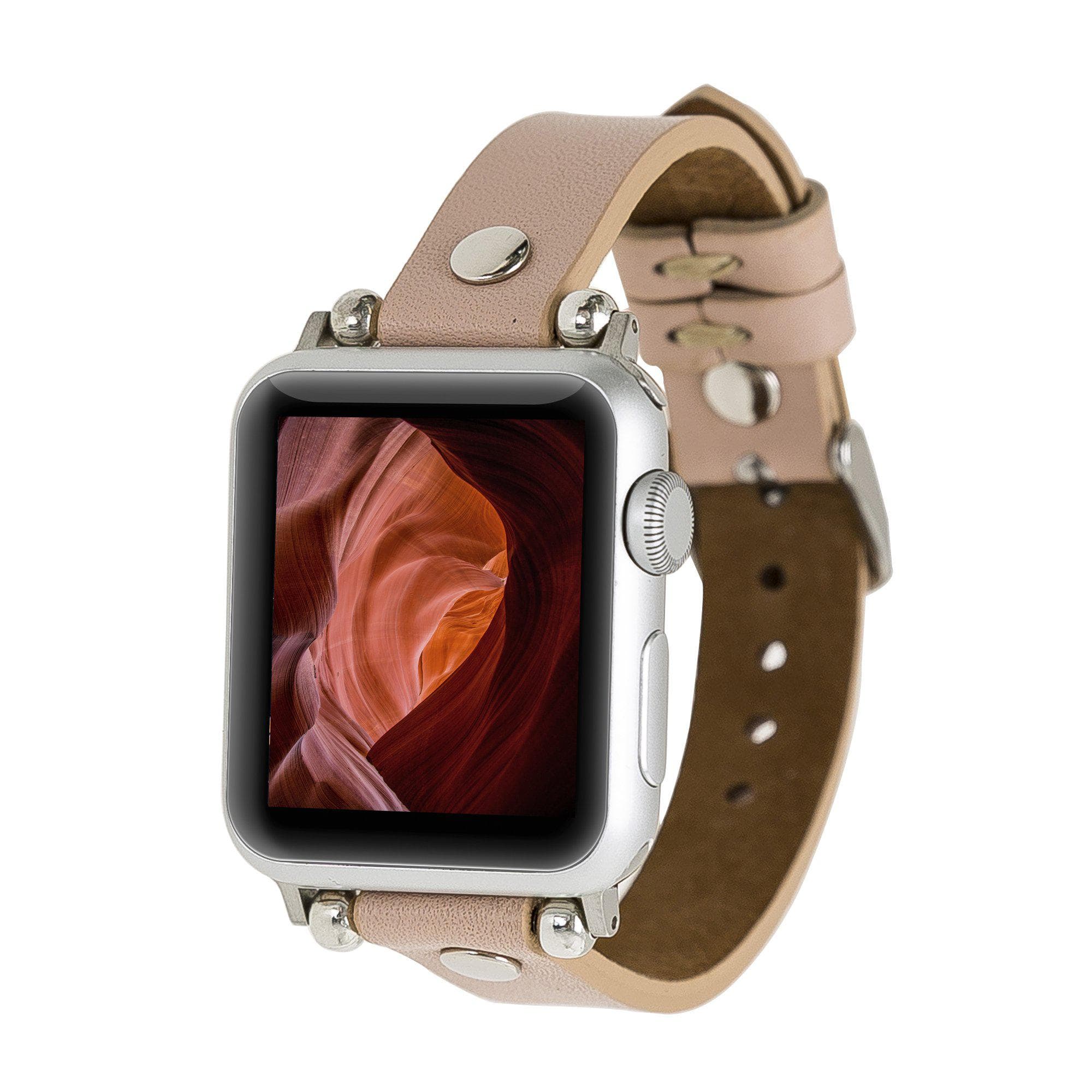 B2B - Leather Apple Watch Bands - Ferro Silver Trok Style NU1 Bouletta B2B