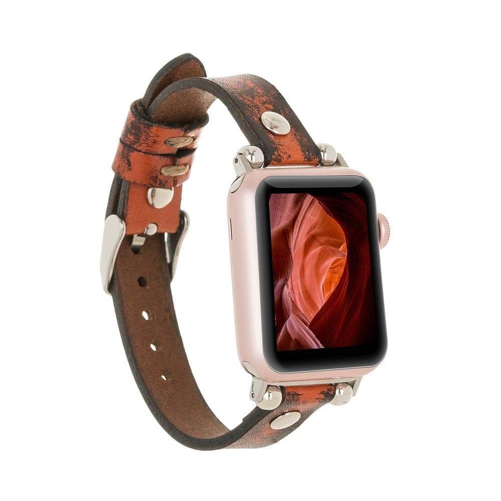 B2B - Leather Apple Watch Bands - Ferro Silver Trok Style V8SEF Bouletta B2B