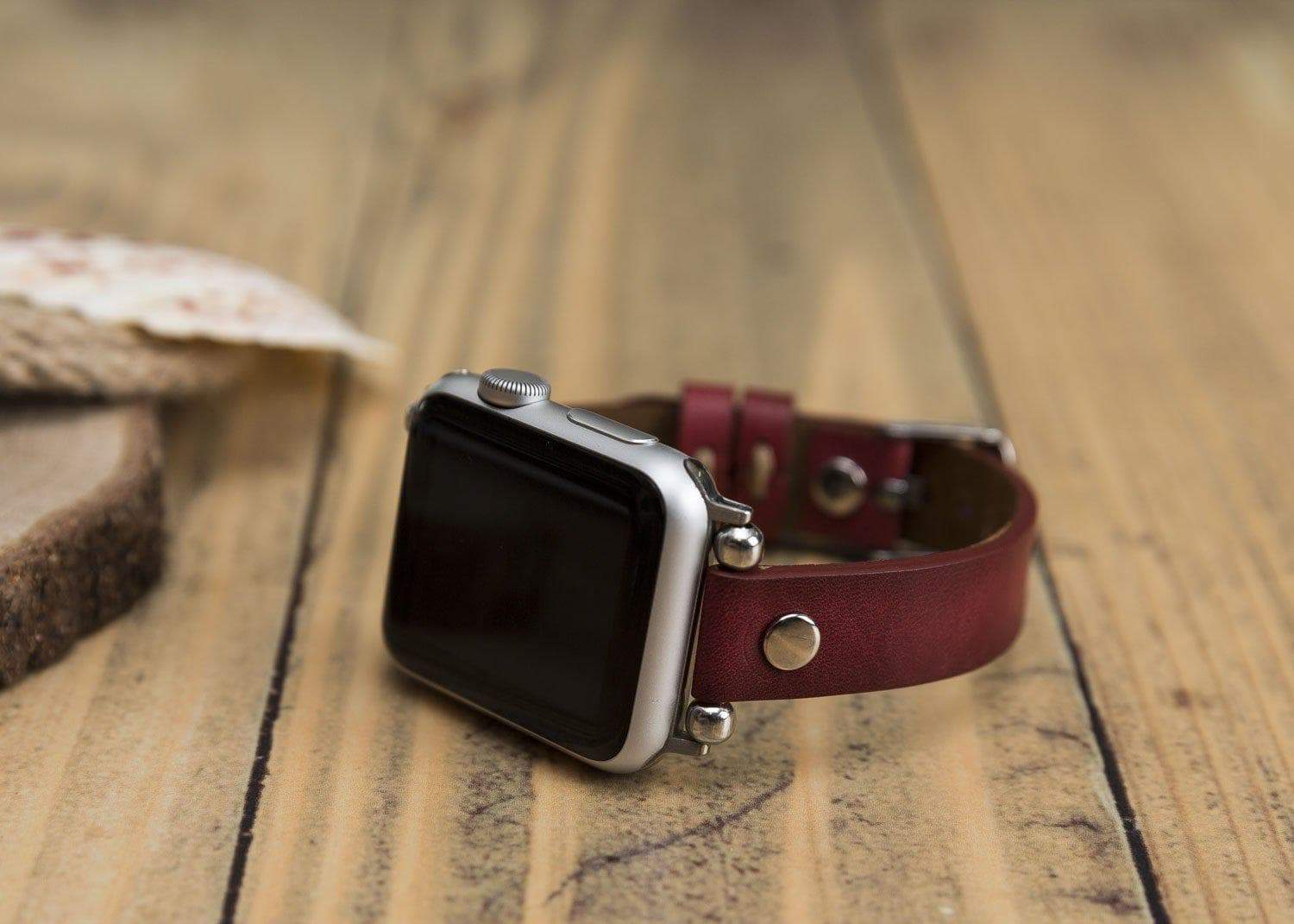 B2B - Leather Apple Watch Bands - Ferro Silver Trok Style V4EF Bouletta B2B