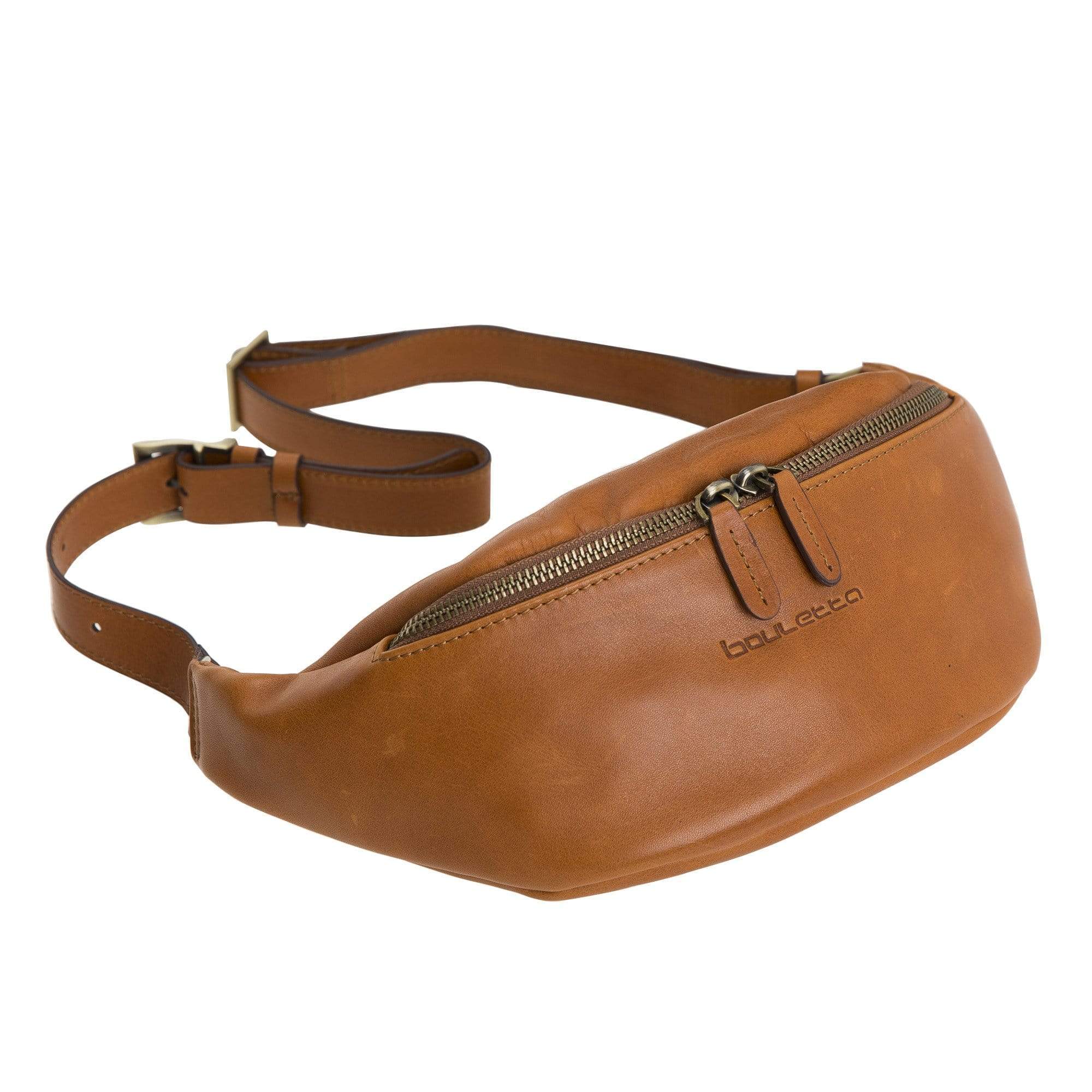 Minoan Genuine Leather Waist Bag for Women and Men Rustic Tan effect Bouletta LTD