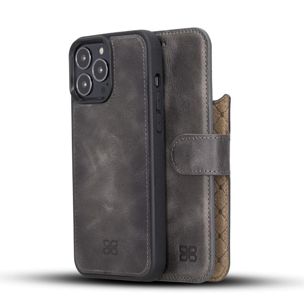 Detachable Leather Wallet Case for Apple iPhone 13 Series iPhone 13 Pro Max / Gray Bouletta LTD