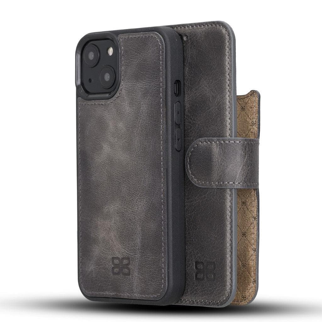 Detachable Leather Wallet Case for Apple iPhone 13 Series iPhone 13 / Gray Bouletta LTD