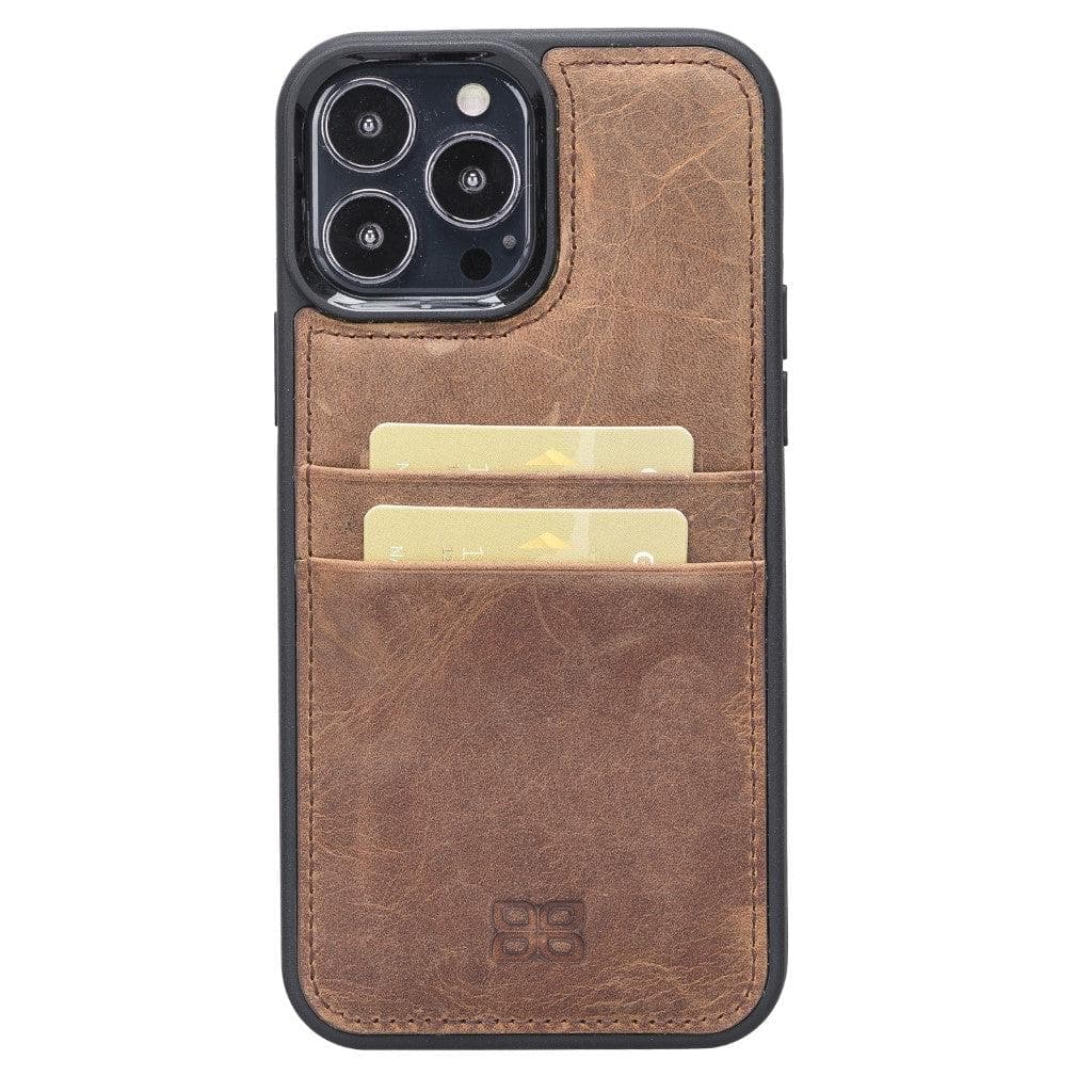 Flexible Leather Back Cover with Card Holder for iPhone 13 Series iPhone 13 Pro Max / Antic Brown Bouletta LTD