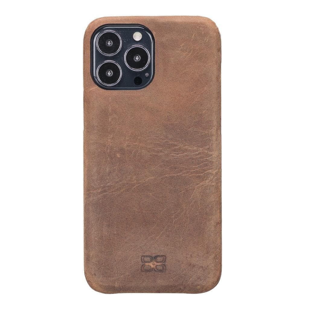 Full Leather Coating Back Cover for Apple iPhone 13 Series iPhone 13 Pro Max / Antic Brown Bouletta LTD
