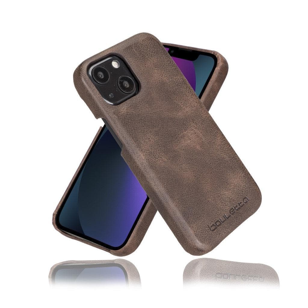 Full Leather Coating Back Cover for Apple iPhone 13 Series iPhone 13 / Dark Brown Bouletta LTD