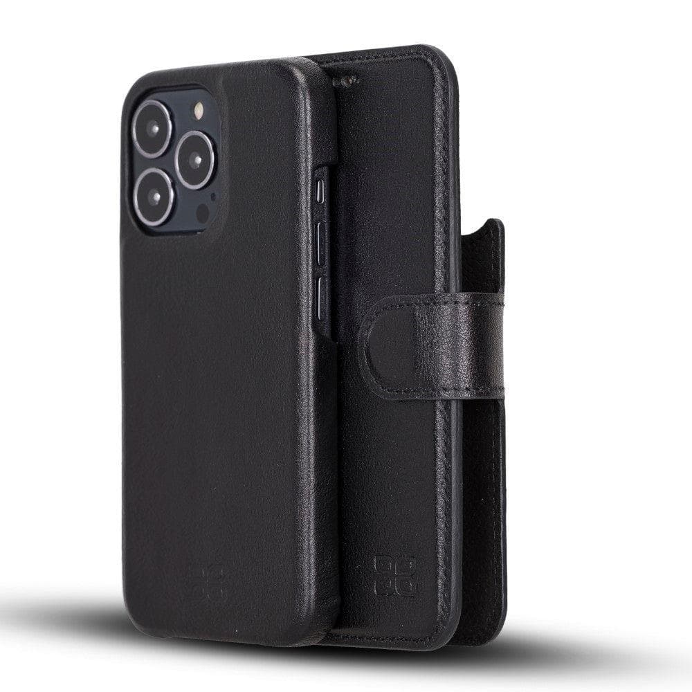 Full Leather Coating Detachable Wallet Case for Apple iPhone 13 Series iPhone 13 Pro Max / Black Bouletta LTD
