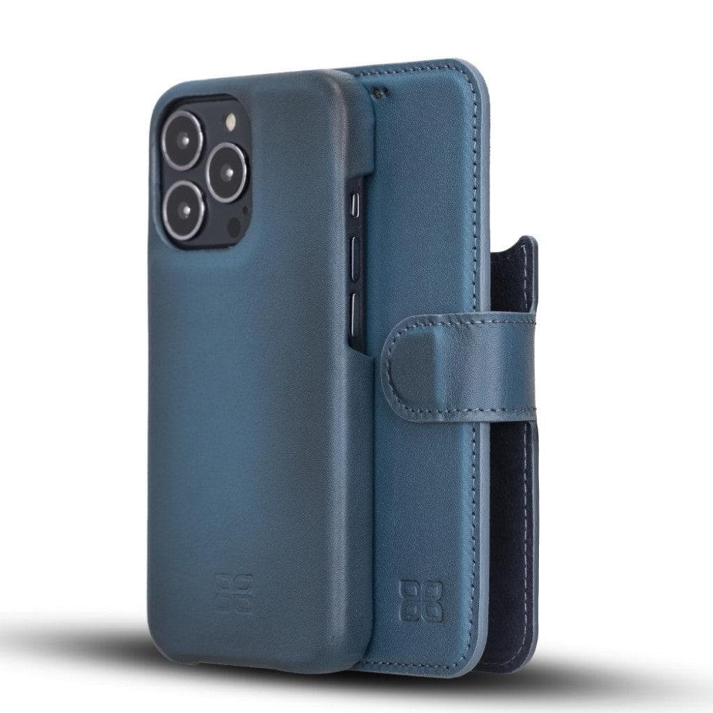 Full Leather Coating Detachable Wallet Case for Apple iPhone 13 Series iPhone 13 Pro Max / Blue Bouletta LTD