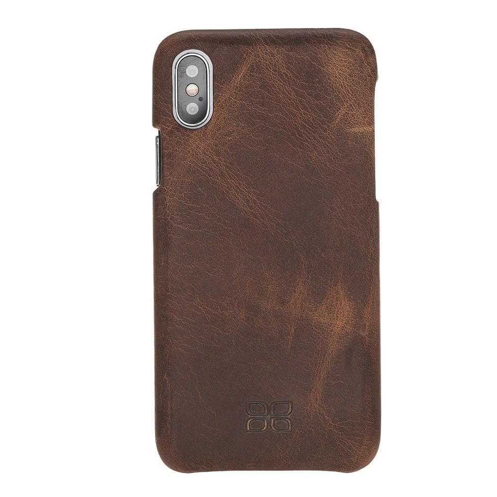 Apple iPhone X and iPhone XS Full Covered Genuine Leather Case Antic Brown Bouletta LTD
