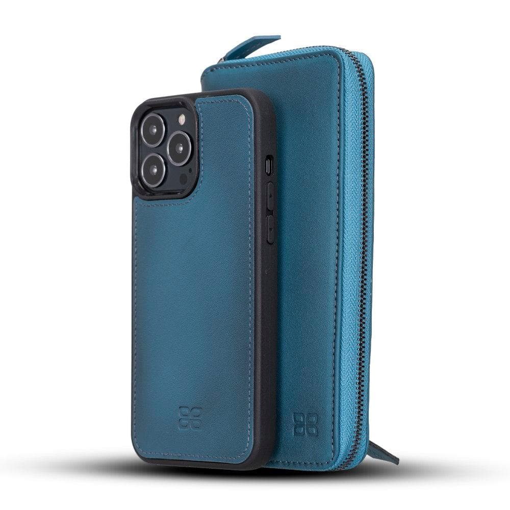 Detachable Leather Zipper Wallet Cases for Apple iPhone 13 Series iPhone 13 Pro Max 6.7" / Blue Bouletta LTD