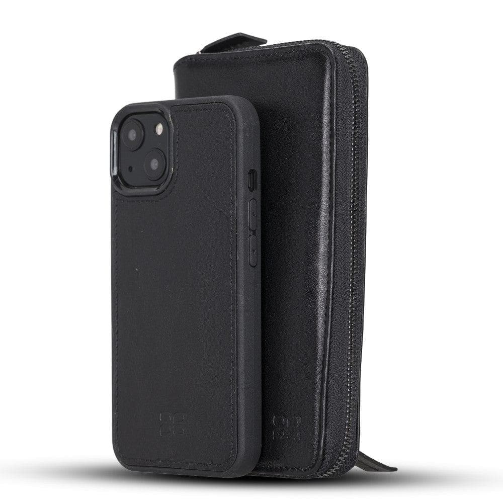 Detachable Leather Zipper Wallet Cases for Apple iPhone 13 Series iPhone 13 6.1" / Black Bouletta LTD